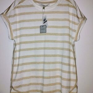 Cupio White and Tan Striped Top